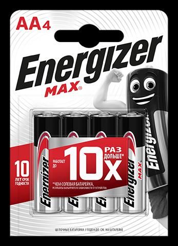 Элемент питания алкалиновый MAX LR6/316 BL4 (блист.4шт) Energizer E300157104