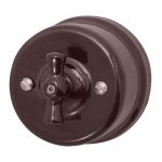 Выключатель поворотный 1-кл ОП ретро керамика корич. Bironi B1-200-02 Выключатель поворотный 1-кл ОП ретро керамика корич. Bironi B1-200-02