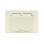 Розетка 2-м СП Афина 16А IP20 с заземл. c крышкой в сборе сл. кость (ivory) Universal A0031-I