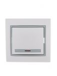 Выключатель 1-кл. СП Mira 10А IP20 с подсветкой с сер. вставкой бел. LEZARD 701-0215-111