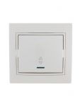 Переключатель проходной 1-кл. СП Mira 10А с подсветкой с бел. вставкой бел. LEZARD 701-0202-114