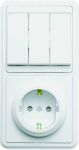 Блок БКВР-036 Бэлла (3-кл. выкл. + евророзетка с защ. шторками) бел. Кунцево 5847