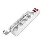 Удлинитель с сетевым фильтром 5х5м 10А IP21 ПВС 3х0.75 бел. Союз 1327 Удлинитель с сетевым фильтром 5х5м 10А IP21 ПВС 3х0.75 бел. Союз 1327