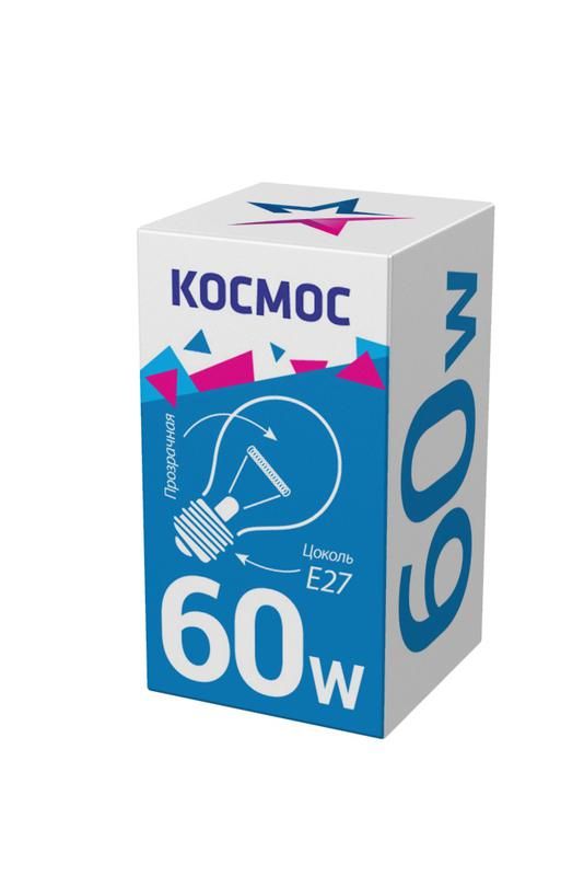 Лампа накаливания 60Вт A50/A55 прозрачная E27 230В КОСМОС LKsmSt55CL60E27v2