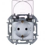 Розетка 1-м СП Inspiria 16А IP44 250В 2P+E защ. шторки с крышкой немецк. стандарт механизм алюм. Leg 673742 Розетка 1-м СП Inspiria 16А IP44 250В 2P+E защ. шторки с крышкой немецк. стандарт механизм алюм. Leg 673742