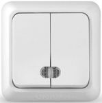 Выключатель 2-кл. ОП Олимп 10А IP20 с подсветкой бел. UNIVersal О0123 Выключатель 2-кл. ОП Олимп 10А IP20 с подсветкой бел. UNIVersal О0123