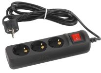 Удлинитель электрический UX-3es-3m-B с заземл. с выключателем 3 розетки 3м ПВС 3х0.75кв.мм 10А черн. Эра Б0057728 Удлинитель электрический UX-3es-3m-B с заземл. с выключателем 3 розетки 3м ПВС 3х0.75кв.мм 10А черн. Эра Б0057728