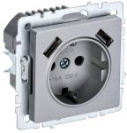 Розетка BRITE РЮш10-1-БрА 16А с USB A+A 2.1А с заземл. защ. шторки алюм. IEK BR-R14-16-U21-D21-K47 Розетка BRITE РЮш10-1-БрА 16А с USB A+A 2.1А с заземл. защ. шторки алюм. IEK BR-R14-16-U21-D21-K47