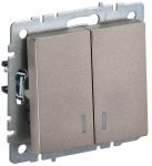 Выключатель 2-кл. СП BRITE ВС10-2-1-БрШ 10А с инд. шампань IEK BR-V20-1-10-K37 Выключатель 2-кл. СП BRITE ВС10-2-1-БрШ 10А с инд. шампань IEK BR-V20-1-10-K37