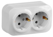 Розетка 2-м ОП GLORY РС22-3-ХБ 16А с заземл. бел. IEK ERH21-K01-16 Розетка 2-м ОП GLORY РС22-3-ХБ 16А с заземл. бел. IEK ERH21-K01-16