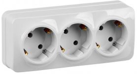 Розетка 3-м ОП GLORY РС23-3-ХБ 16А с заземл. бел. IEK ERH31-K01-16 Розетка 3-м ОП GLORY РС23-3-ХБ 16А с заземл. бел. IEK ERH31-K01-16