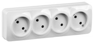 Розетка 4-м ОП GLORY РС24-2-ХБ 10А без заземл. бел. IEK ERH40-K01-10 Розетка 4-м ОП GLORY РС24-2-ХБ 10А без заземл. бел. IEK ERH40-K01-10