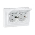 Розетка 2-м СП Минск 16А IP44 с заземл. защ. шторки с крышкой бел. EKF ERR16-129-200-44 Розетка 2-м СП Минск 16А IP44 с заземл. защ. шторки с крышкой бел. EKF ERR16-129-200-44