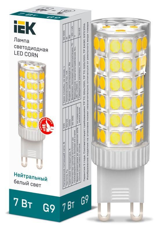 Лампа светодиодная Corn 7Вт капсульная 4000К нейтр. бел. G9 230В керамика IEK LLE-Corn-7-230-40-G9