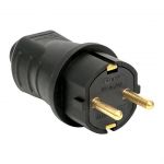 Вилка прямая 16А 2P+PE 230В IP44 каучук черн. EKF RPS-011-16-230-44 Вилка прямая 16А 2P+PE 230В IP44 каучук черн. EKF RPS-011-16-230-44